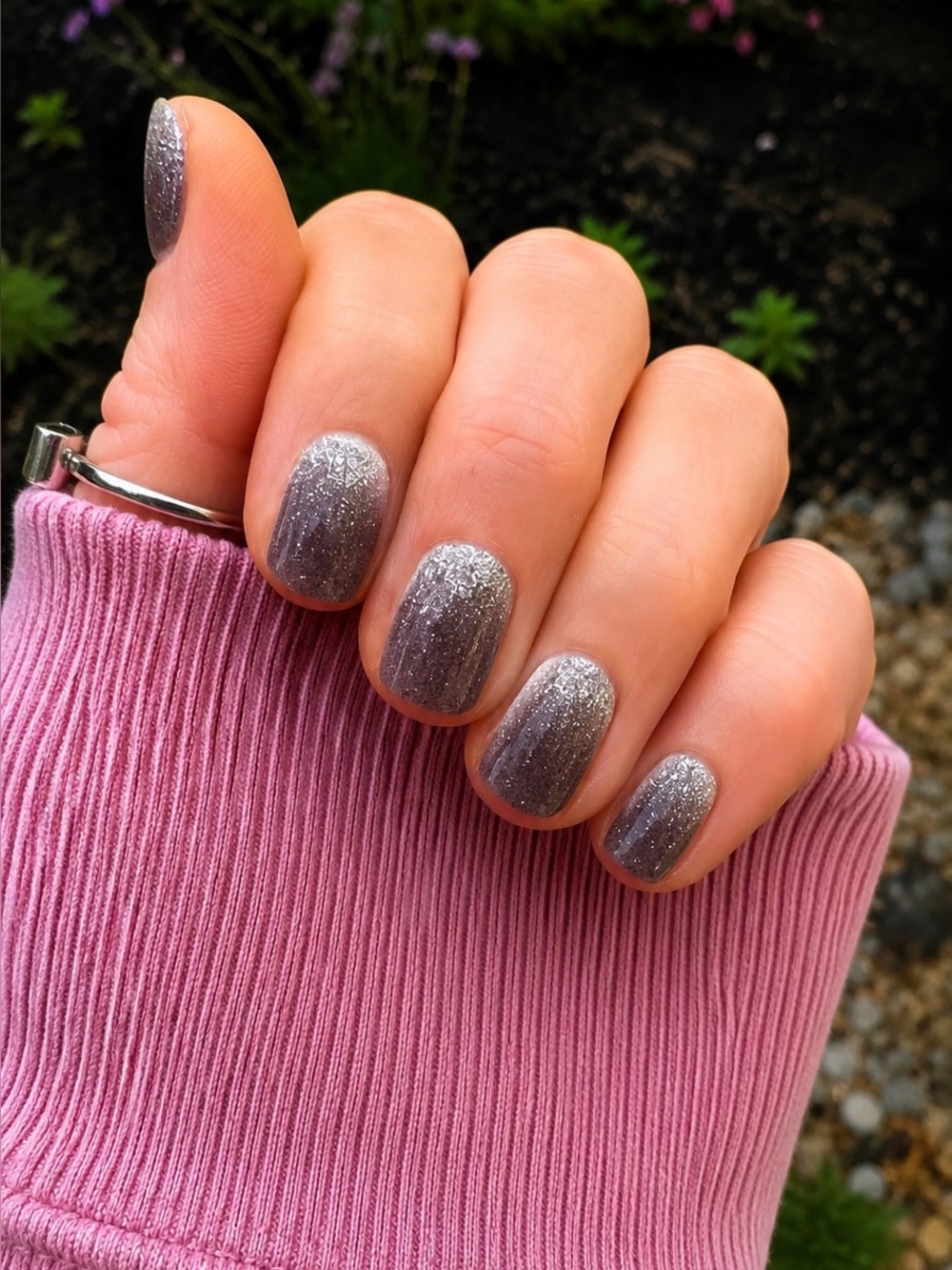 Smokey Gray Glitter Ombre Nail Wraps | Easy DIY Nail Polish Strips